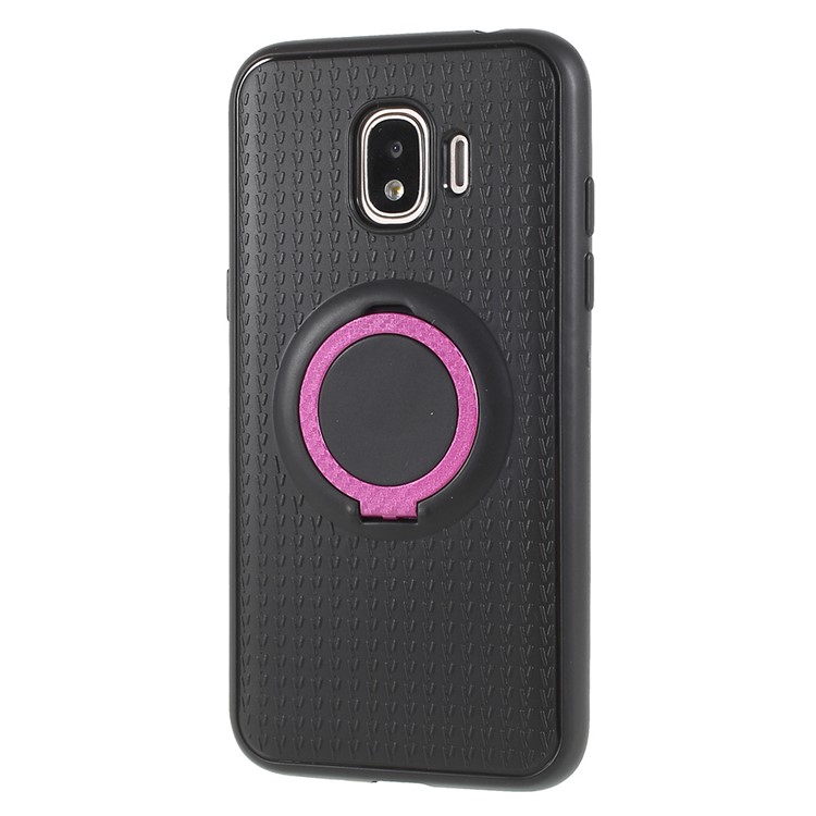 Y-type Grain Anti-skid Ring Kickstand TPU Phone Cover for Samsung Galaxy J2 Pro 2018 (Built-in Magnetic Holder Metal Sheet) - Rose-2