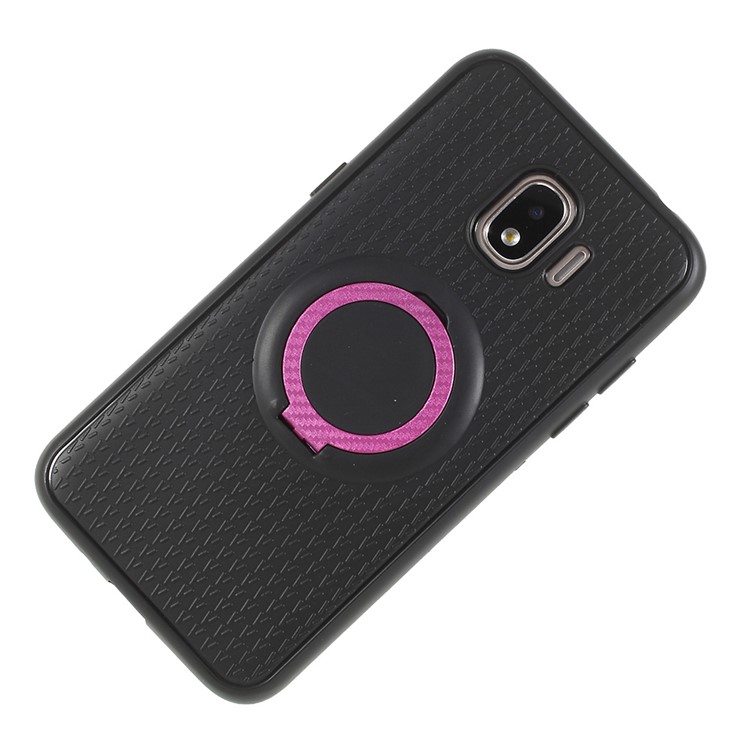 Y-type Grain Anti-skid Ring Kickstand TPU Phone Cover for Samsung Galaxy J2 Pro 2018 (Built-in Magnetic Holder Metal Sheet) - Rose-4