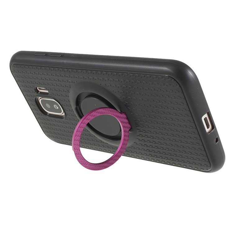 Y-type Grain Anti-skid Ring Kickstand TPU Phone Cover for Samsung Galaxy J2 Pro 2018 (Built-in Magnetic Holder Metal Sheet) - Rose-5