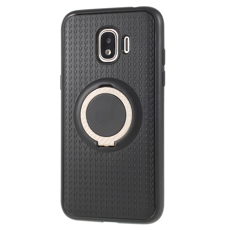 Y-type Grain Anti-skid Ring Kickstand TPU Protective Case for Samsung Galaxy J2 Pro 2018 (Built-in Magnetic Holder Metal Sheet) - Gold-2