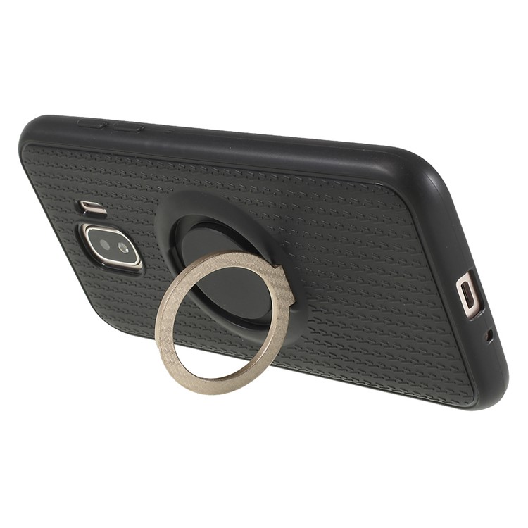 Y-type Grain Anti-skid Ring Kickstand TPU Protective Case for Samsung Galaxy J2 Pro 2018 (Built-in Magnetic Holder Metal Sheet) - Gold-5
