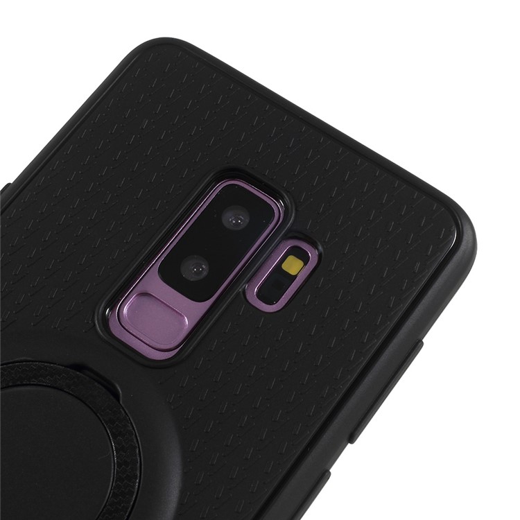 Y-type Grain Anti-skid Ring Kickstand TPU Case for Samsung Galaxy S9+ SM-G965 (Built-in Magnetic Holder Metal Sheet) - Black-4