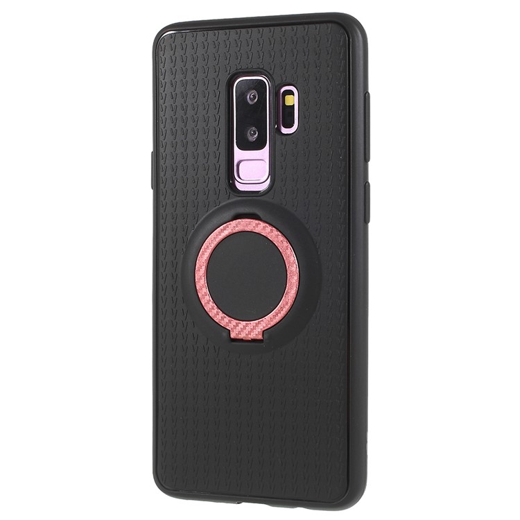 Y-type Grain Anti-skid Ring Kickstand TPU Cover Case for Samsung Galaxy S9+ SM-G965 (Built-in Magnetic Holder Metal Sheet) - Red-2