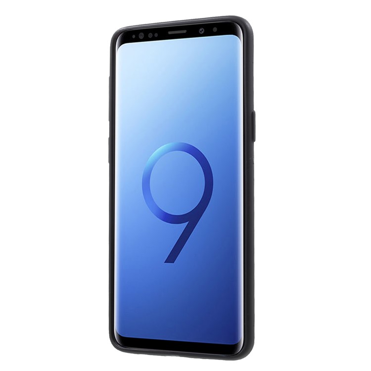 Y-type Grain Anti-skid Ring Kickstand TPU Case for Samsung Galaxy S9 SM-G960 (Built-in Magnetic Holder Metal Sheet) - Black-2