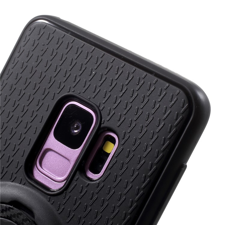 Y-type Grain Anti-skid Ring Kickstand TPU Case for Samsung Galaxy S9 SM-G960 (Built-in Magnetic Holder Metal Sheet) - Black-6