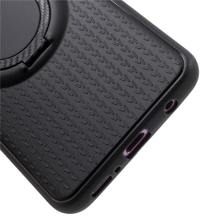 Y-type Grain Anti-skid Ring Kickstand TPU Case for Samsung Galaxy S9 SM-G960 (Built-in Magnetic Holder Metal Sheet) - Black-7