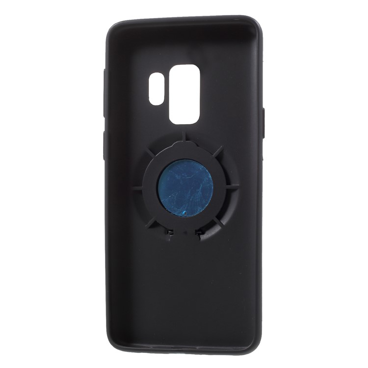 Y-type Grain Anti-skid Ring Kickstand TPU Case for Samsung Galaxy S9 SM-G960 (Built-in Magnetic Holder Metal Sheet) - Black-8