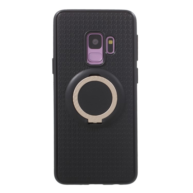 

Y-type Grain Anti-skid Ring Kickstand TPU Case Phone Shell for Samsung Galaxy S9 SM-G960 (Built-in Magnetic Holder Metal Sheet) - Gold