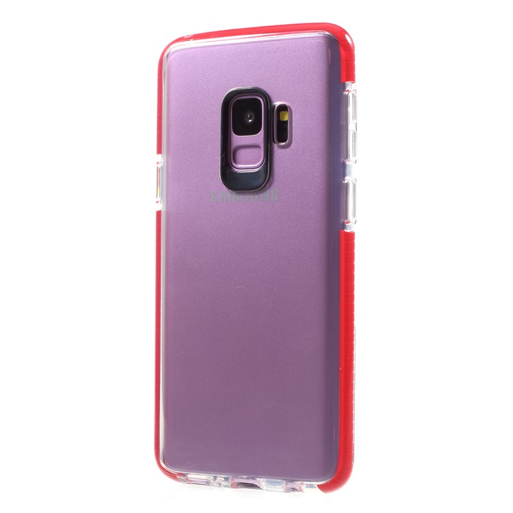 Clear TPU + PC Back Phone Shell for Samsung Galaxy S9 G960 - Red-2