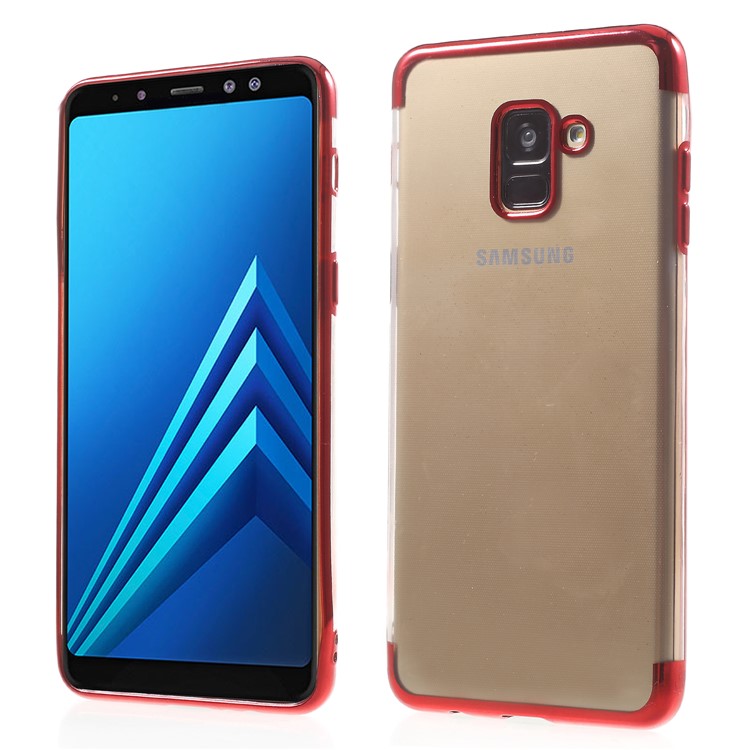 Electroplating Edges TPU Back Case for Samsung Galaxy A8 (2018) - Red-1