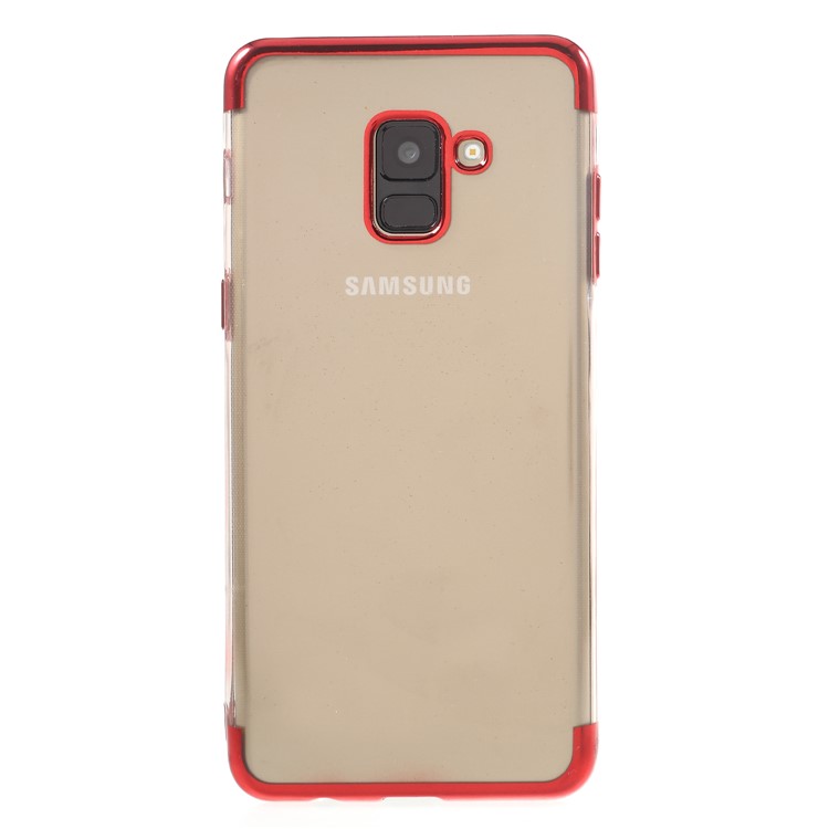 Electroplating Edges TPU Back Case for Samsung Galaxy A8 (2018) - Red-2