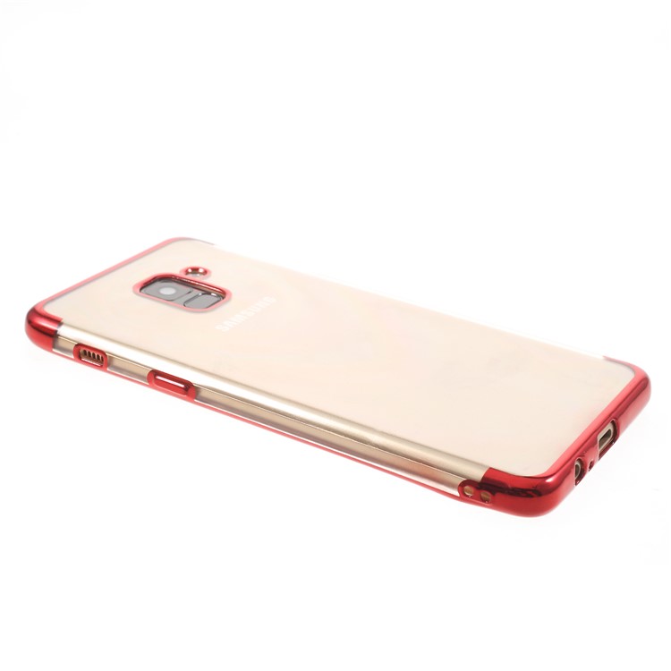 Electroplating Edges TPU Back Case for Samsung Galaxy A8 (2018) - Red-3