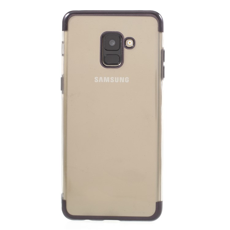 Electroplating Edges TPU Gel Cover for Samsung Galaxy A8 (2018) - Black-1