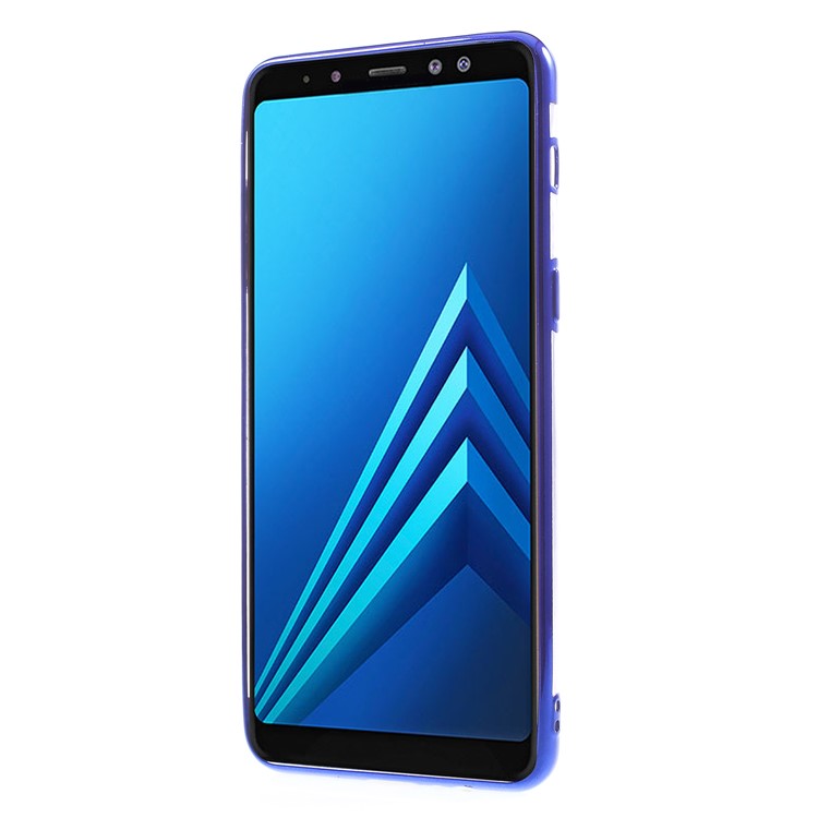 Electroplating Edges TPU Soft Cover Casing for Samsung Galaxy A8 (2018) - Blue-2