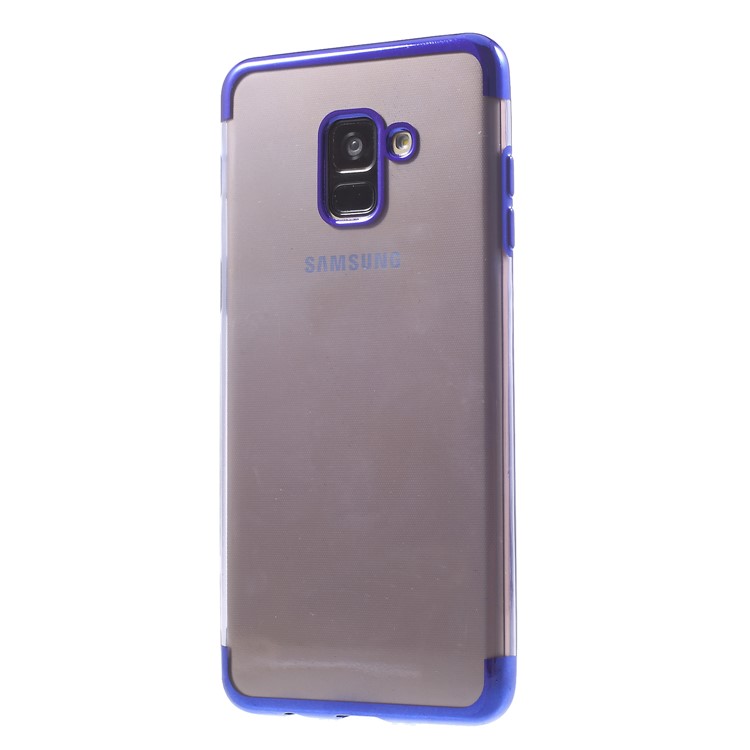 Electroplating Edges TPU Soft Cover Casing for Samsung Galaxy A8 (2018) - Blue-3