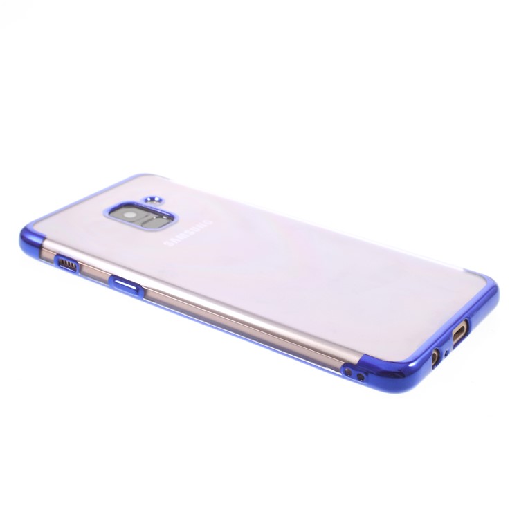 Electroplating Edges TPU Soft Cover Casing for Samsung Galaxy A8 (2018) - Blue-4
