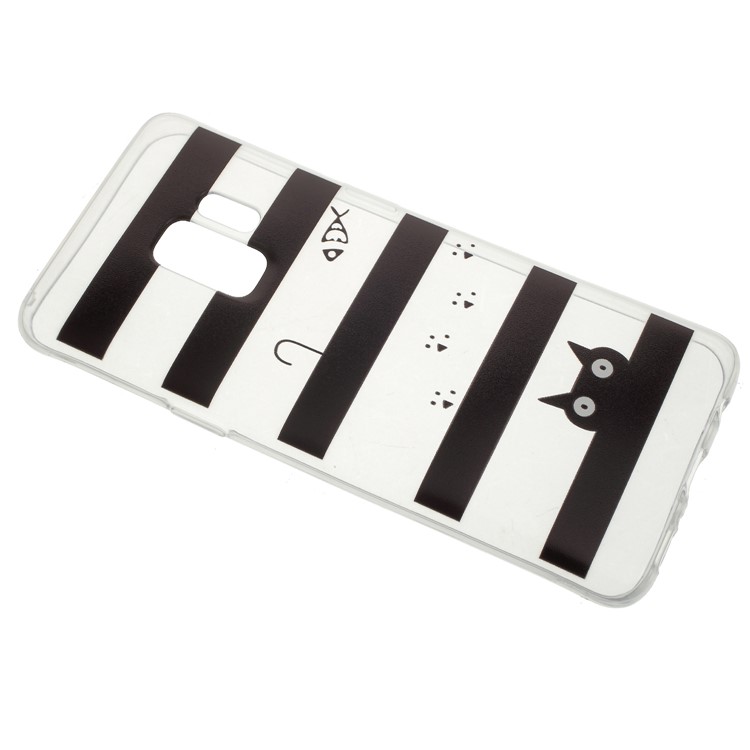Pattern Printing Lightweight TPU Case for Samsung Galaxy S9 SM-G960 - Stripes and Cat-2