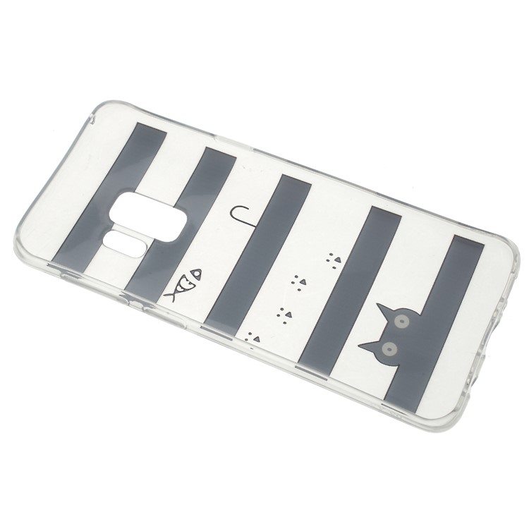 Pattern Printing Lightweight TPU Case for Samsung Galaxy S9 SM-G960 - Stripes and Cat-3