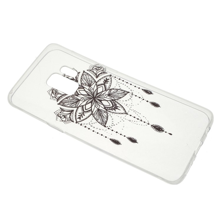 Pattern Printing TPU Gel Cover for Samsung Galaxy S9 SM-G960 - Black Flower-2