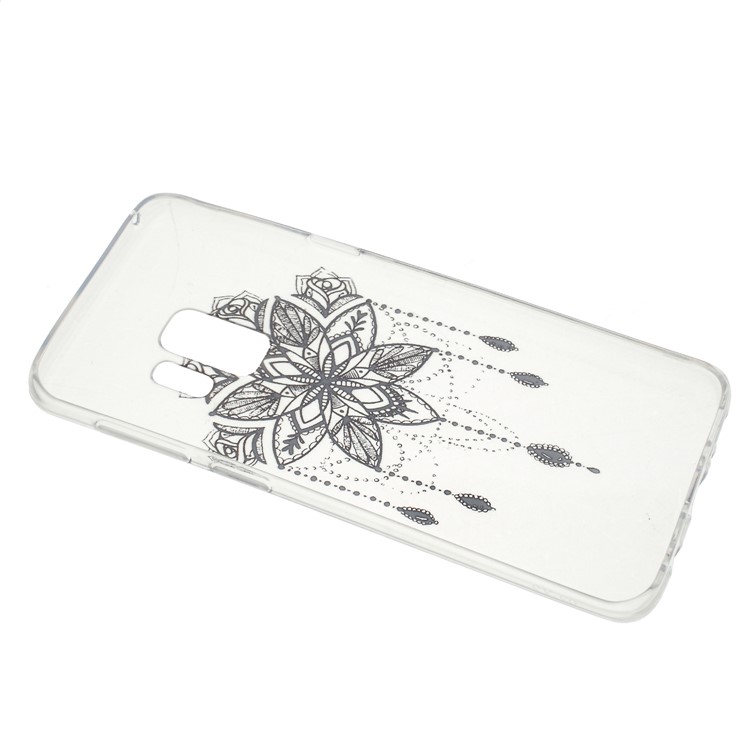 Pattern Printing TPU Gel Cover for Samsung Galaxy S9 SM-G960 - Black Flower-3