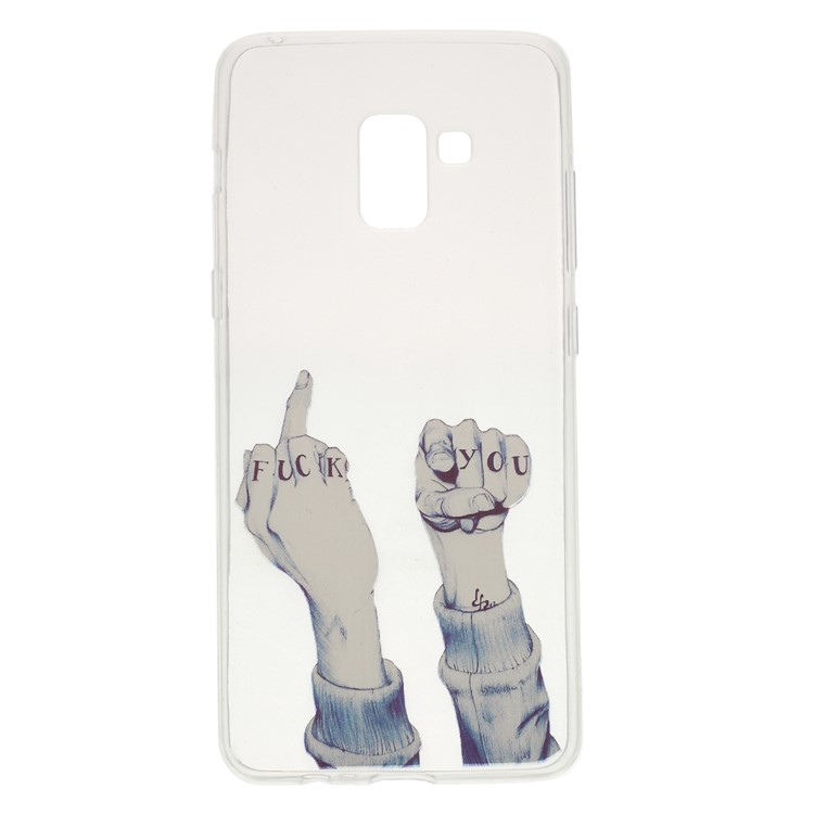 Ultra Thin Patterned Soft TPU Phone Back Cover for Samsung Galaxy A8 Plus (2018) - FUCK Pattern-1