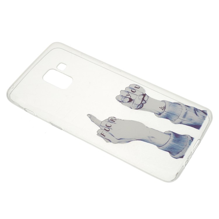 Ultra Thin Patterned Soft TPU Phone Back Cover for Samsung Galaxy A8 Plus (2018) - FUCK Pattern-2