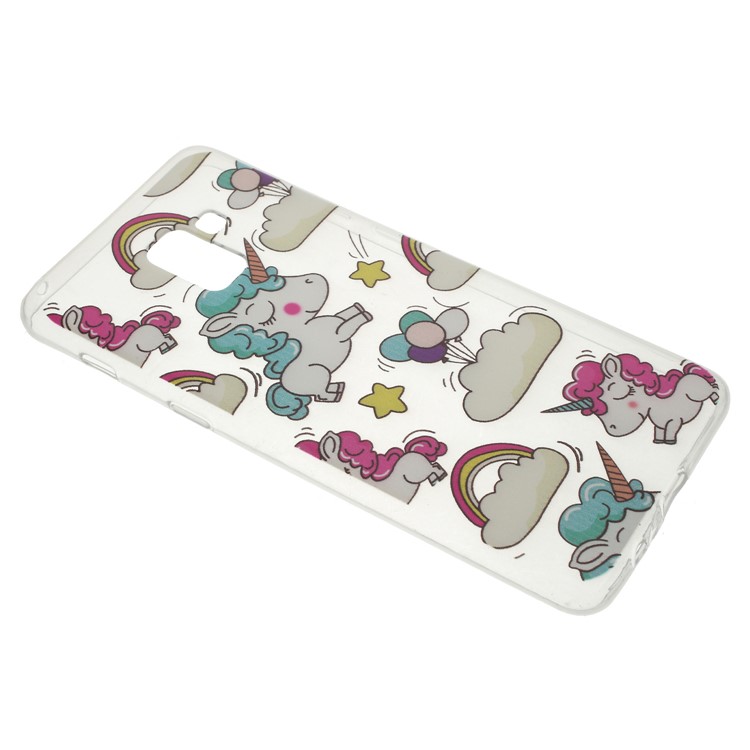 Ultra Thin Patterned Soft TPU Case Accessory for Samsung Galaxy A8 Plus (2018) - Cloud and Unicorn-2