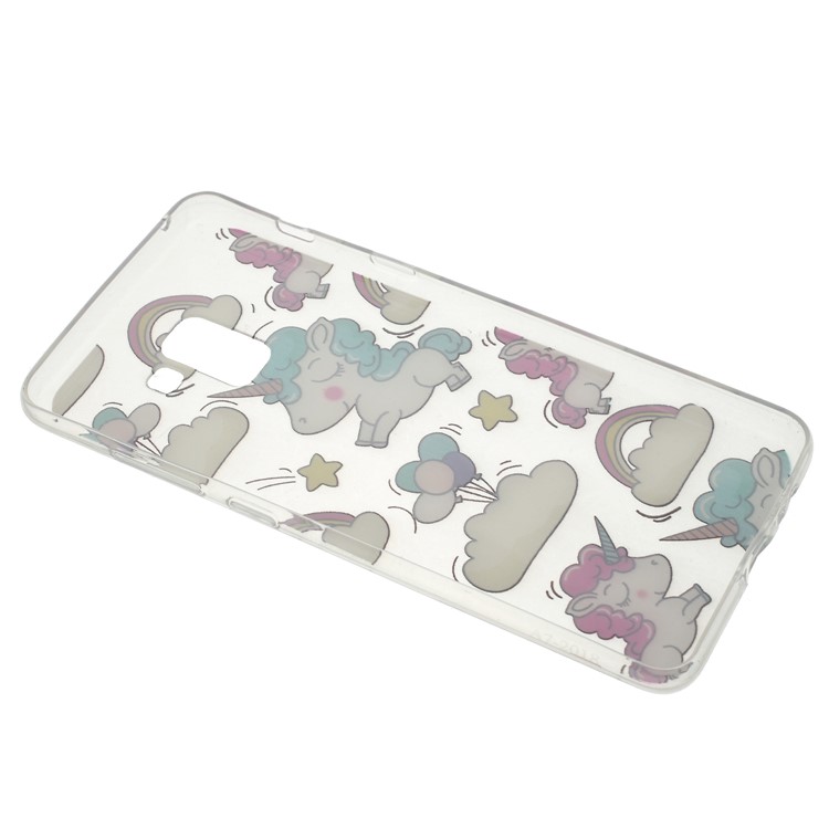 Ultra Thin Patterned Soft TPU Case Accessory for Samsung Galaxy A8 Plus (2018) - Cloud and Unicorn-3