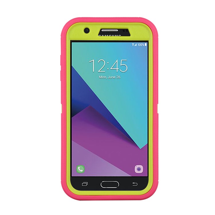 Shockproof Drop-proof Dust-proof PC + TPU Hybrid Cell Phone Case for Samsung Galaxy J7 V / J7 Perx - Green / Rose-2