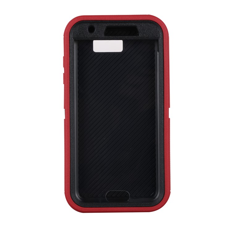Heavy Duty PC + TPU Hybrid Belt Clip Kickstand Cover for Samsung Galaxy J7 V / J7 Perx - Black / Red-3