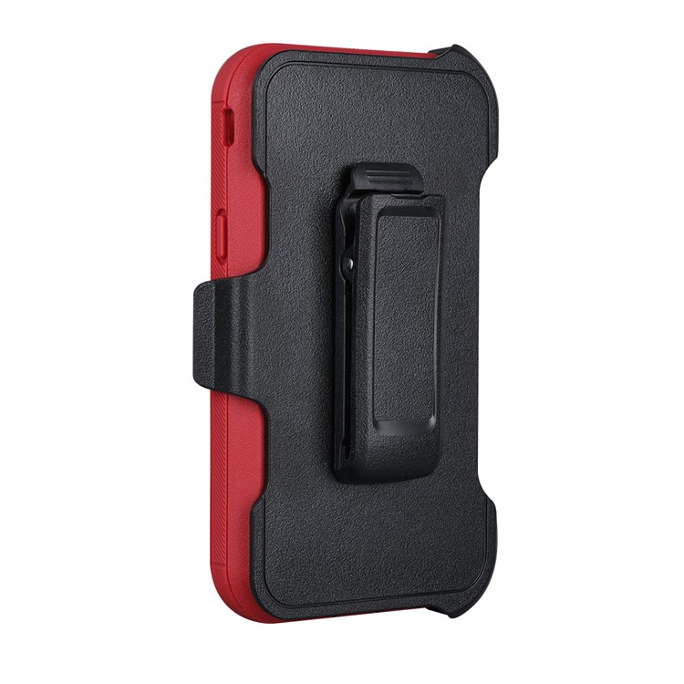 Heavy Duty PC + TPU Hybrid Belt Clip Kickstand Cover for Samsung Galaxy J7 V / J7 Perx - Black / Red-5