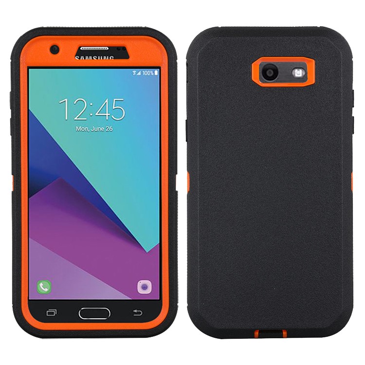 Heavy Duty PC + TPU Hybrid Belt Clip Kickstand Mobile Case for Samsung Galaxy J7 V / J7 Perx - Orange / Black-2