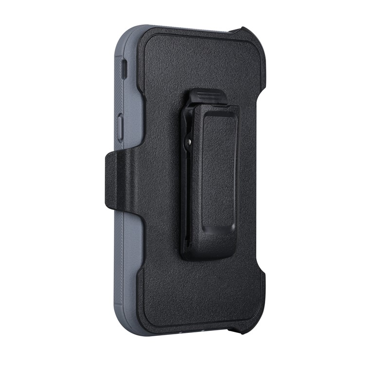 Heavy Duty PC + TPU Hybrid Belt Clip Kickstand Mobile Casing for Samsung Galaxy J7 V / J7 Perx - White / Grey-5