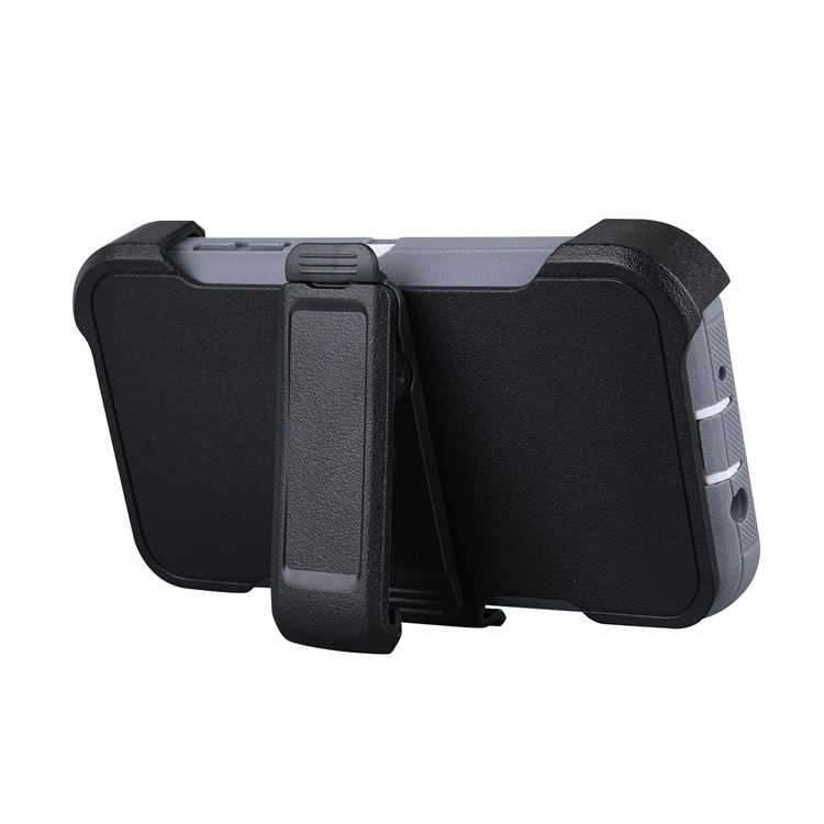 Heavy Duty PC + TPU Hybrid Belt Clip Kickstand Mobile Casing for Samsung Galaxy J7 V / J7 Perx - White / Grey-6