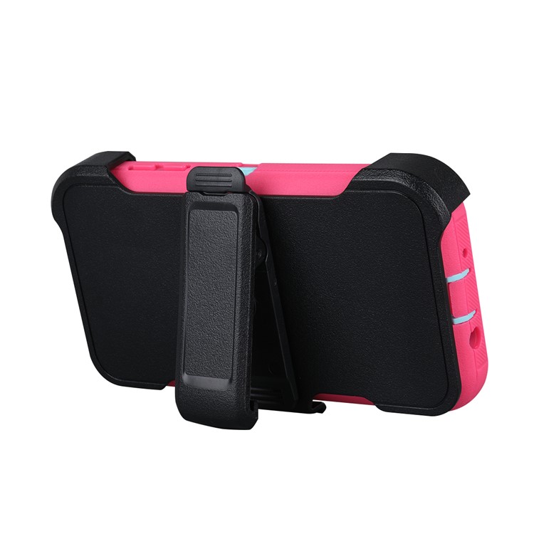 Heavy Duty PC + TPU Hybrid Belt Clip Kickstand Phone Shell for Samsung Galaxy J7 V / J7 Perx - Light Blue / Rose-6
