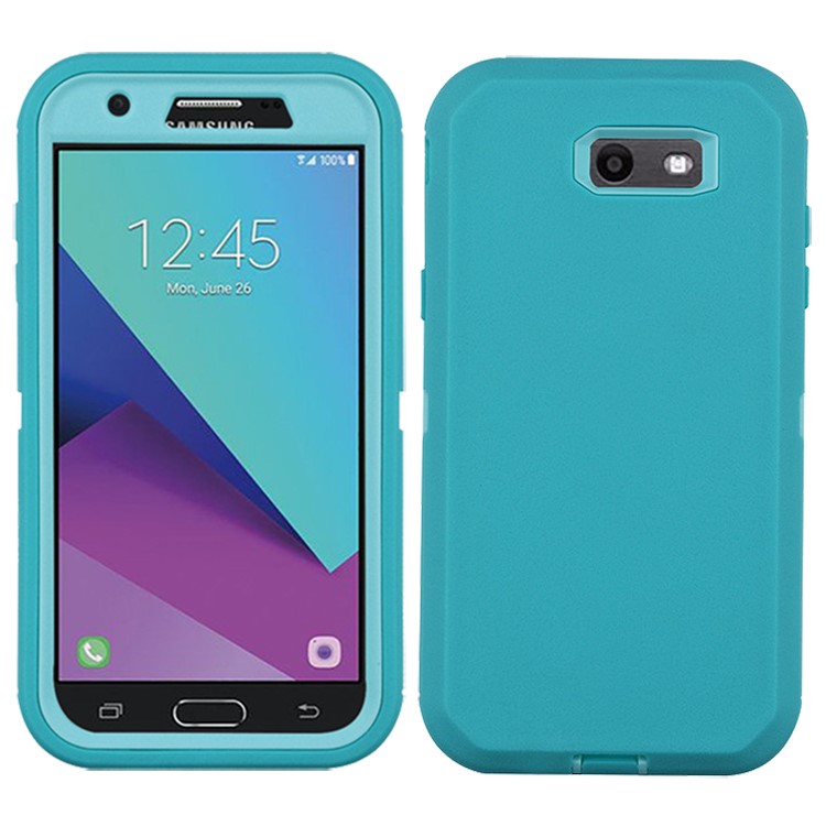 Heavy Duty PC + TPU Hybrid Belt Clip Kickstand Mobile Phone Case for Samsung Galaxy J7 V / J7 Perx - Light Blue-2
