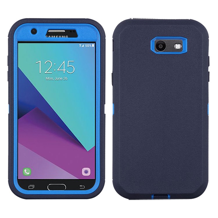 Heavy Duty PC + TPU Hybrid Belt Clip Kickstand Phone Accessory Case for Samsung Galaxy J7 V / J7 Perx - Blue / Dark Blue-2