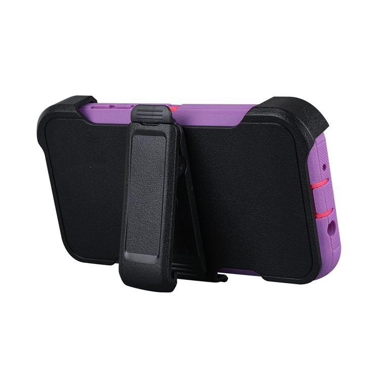 Heavy Duty PC + TPU Hybrid Belt Clip Kickstand Protector Case for Samsung Galaxy J7 V / J7 Perx - Rose / Purple-6