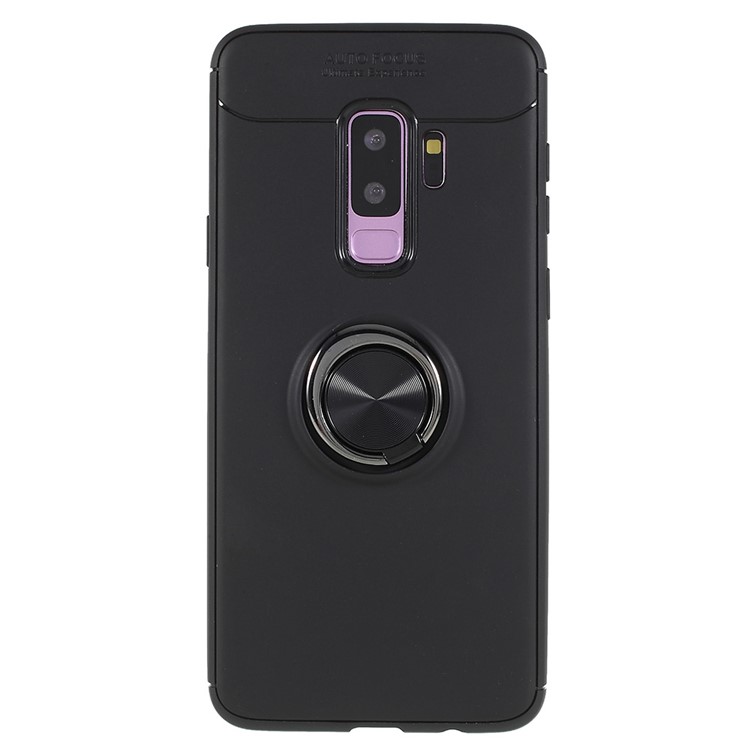 Finger Ring Kickstand TPU Case (Built-in Magnetic Holder Metal Sheet) for Samsung Galaxy S9 Plus SM-G965 - All Black-3