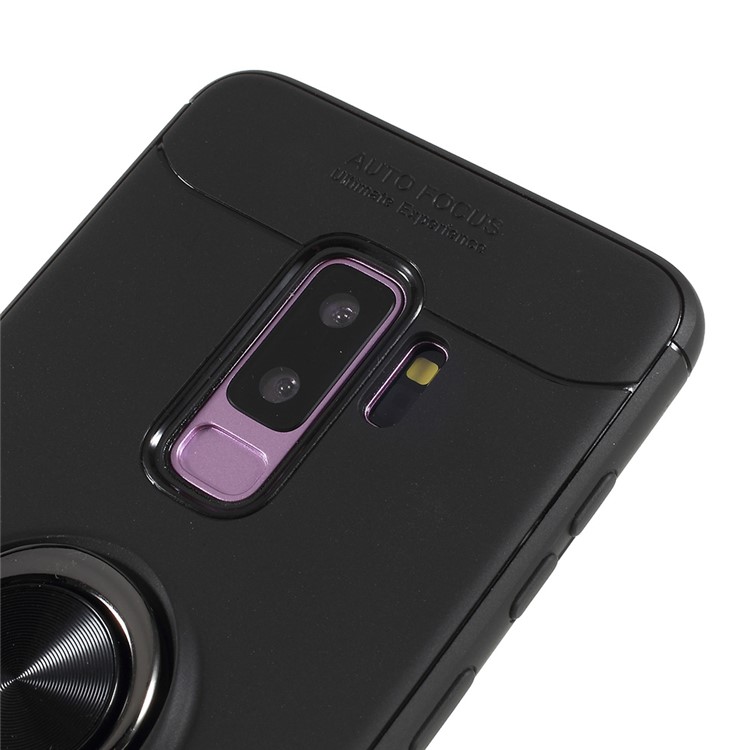 Finger Ring Kickstand TPU Case (Built-in Magnetic Holder Metal Sheet) for Samsung Galaxy S9 Plus SM-G965 - All Black-4