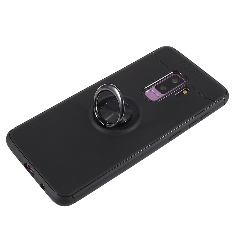 Finger Ring Kickstand TPU Case (Built-in Magnetic Holder Metal Sheet) for Samsung Galaxy S9 Plus SM-G965 - All Black-8