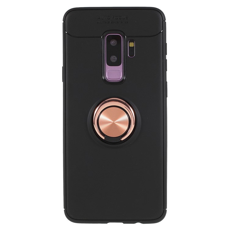 Finger Ring Kickstand TPU Cover (Built-in Magnetic Holder Metal Sheet) for Samsung Galaxy S9+ SM-G965 - Black / Gold-1