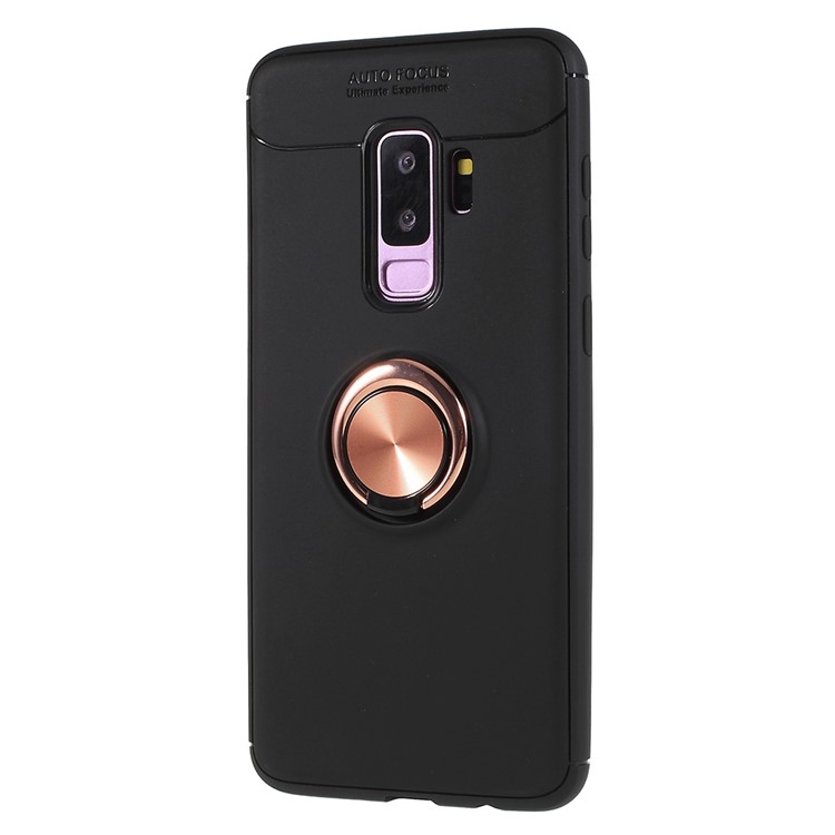 Finger Ring Kickstand TPU Cover (Built-in Magnetic Holder Metal Sheet) for Samsung Galaxy S9+ SM-G965 - Black / Gold-2
