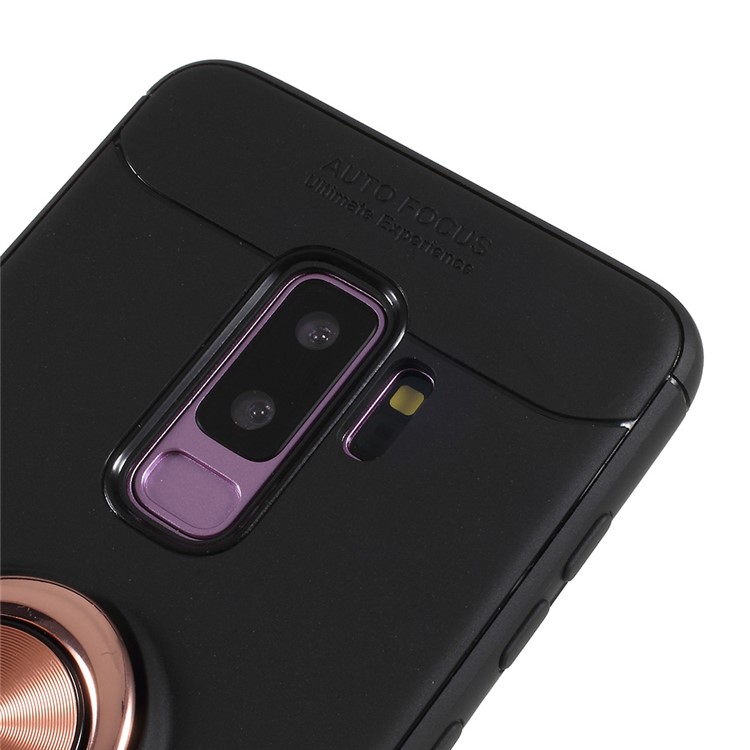 Finger Ring Kickstand TPU Cover (Built-in Magnetic Holder Metal Sheet) for Samsung Galaxy S9+ SM-G965 - Black / Gold-4