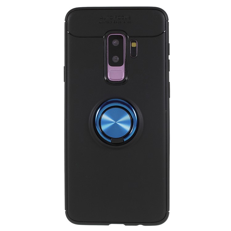 Finger Ring Kickstand TPU Shell (Built-in Magnetic Holder Metal Sheet) for Samsung Galaxy S9+ SM-G965 - Black / Blue-1