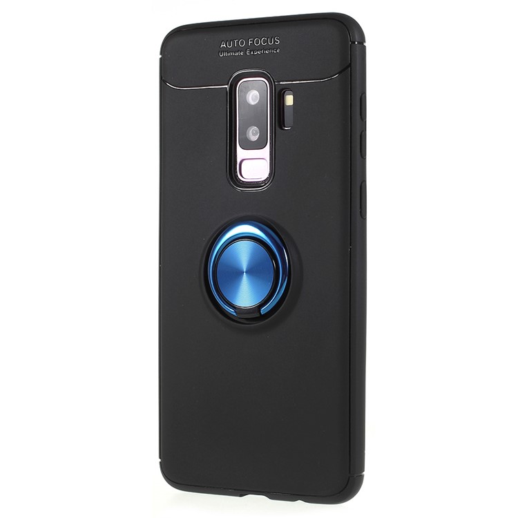 Finger Ring Kickstand TPU Shell (Built-in Magnetic Holder Metal Sheet) for Samsung Galaxy S9+ SM-G965 - Black / Blue-2