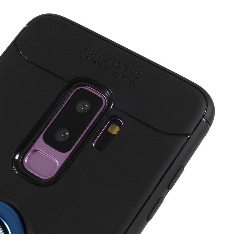 Finger Ring Kickstand TPU Shell (Built-in Magnetic Holder Metal Sheet) for Samsung Galaxy S9+ SM-G965 - Black / Blue-5