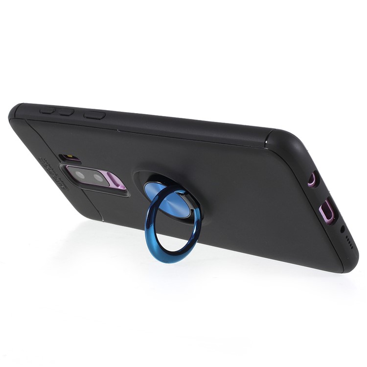 Finger Ring Kickstand TPU Shell (Built-in Magnetic Holder Metal Sheet) for Samsung Galaxy S9+ SM-G965 - Black / Blue-7