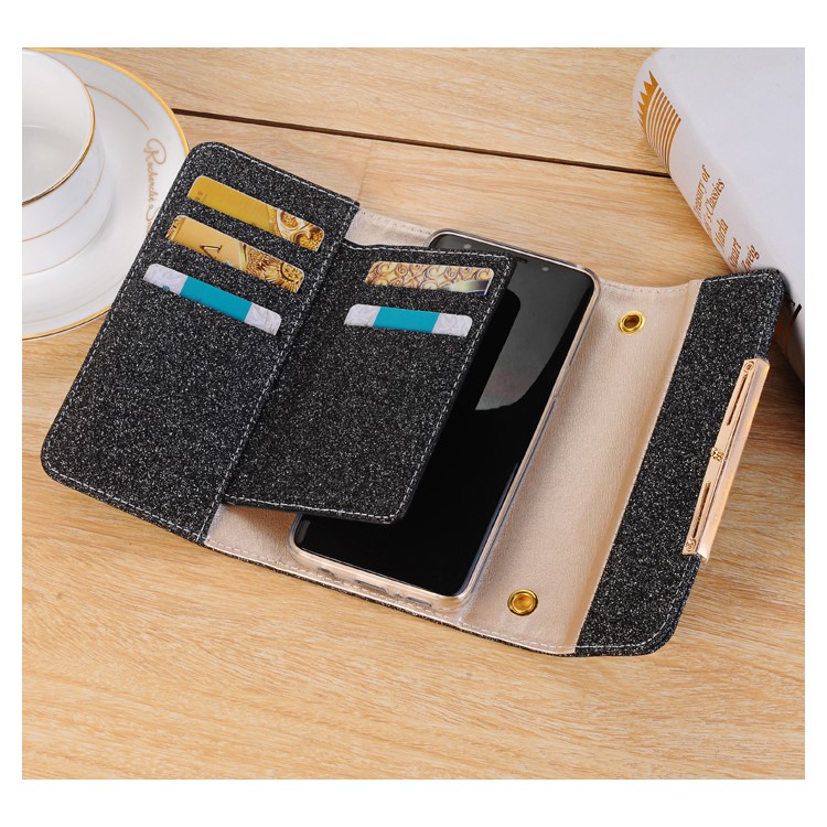 For Samsung Galaxy S9 Detachable 2-in-1 Glitter Powder Diamond PU Leather Wallet + TPU Back Case - Black-10