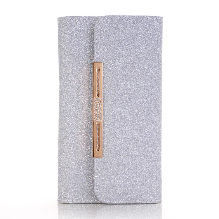 For Samsung Galaxy S9 Detachable 2-in-1 Glitter Powder Diamond PU Leather Wallet + TPU Phone Case - Silver-1